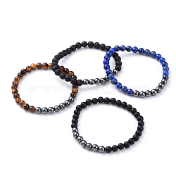 Unisex Natural Gemstone Stretch Bracelets, with Non-Magnetic Synthetic Hematite Beads, Round, 2-1/4 inch(5.85cm)(BJEW-JB04779)