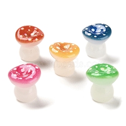 Luminous Resin Mushroom Ornament, Glow in the Dark Mushroom for Desk Decoration, Mixed Color, 10~11x10.5~11x10.5mm(RESI-F045-09A)