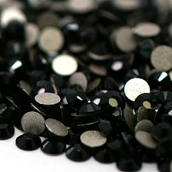 Glass Flat Back Rhinestone, Grade A, Back Plated, Faceted, Half Round, Jet, 7.1~7.3mm, about 288pcs/bag(RGLA-C002-SS34-280)