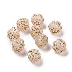 Plating Acrylic Beads, Golden Metal Enlaced, Frosted, Football, Moccasin, 11x10mm, Hole: 1.8mm, about 770pcs/500g(OACR-C013-40)