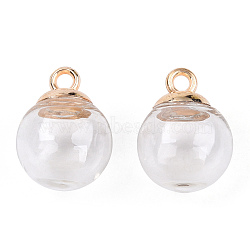 Glass Ball Pendants, with CCB Plastic Findings, Round, Clear, 21x15.5~16mm, Hole: 2.6mm(GLAA-T003-GLAA)