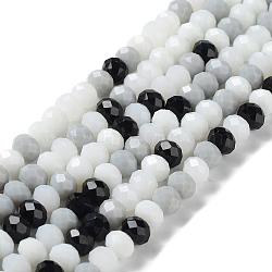 Glass Beads Strands, Faceted, Rondelle, Black, 8x6mm, Hole: 1mm, about 65~68pcs/strand, 15.7~16.1 inch(40~41cm)(EGLA-A034-M8mm-48)