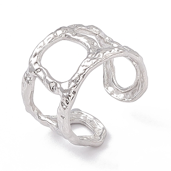 304 Stainless Steel Twist Cricle Hollow Open Cuff Rings for Women, Stainless Steel Color, Inner Diameter: 17mm