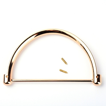 Zinc Alloy Bag Handle, with Iron Screws, Half Round, for Bag Accessories, Light Gold, 7.8x13.1x1.1cm, Hole: 2mm