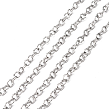 304 Stainless Steel Cable Chains, Unwelded, Oval, Stainless Steel Color, 6.5x5.4x1.0mm