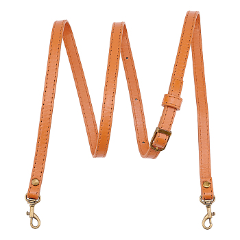 Adjustable PU Leather Bag Straps, with Alloy Swivel Clasps, Bag Replacement Accessories, Camel, 105~120x1.25x0.3cm
