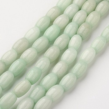 Natural Jade Beads Strands, Dyed, Oval, Aquamarine, 9x6mm, Hole: 1mm, about 41pcs/strand, 15.11 inch