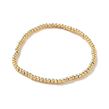 316 Surgical Stainless Steel Round Beaded Stretch Bracelets, Golden, Inner Diameter: 2 inch(5.2cm), Wide: 3mm