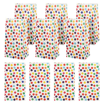 12Pcs Rainbow Color Rectangle Paper Candy Bags, Food Packaging Bags, Polka Dot, 24x13x8cm