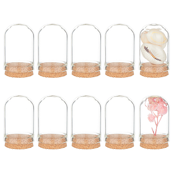 Glass Dome Cloche Cover, Bell Jar, with Cork Base, For Doll House Container, Dried Flower Display Decoration, Clear, 36.5x22mm, 25pcs