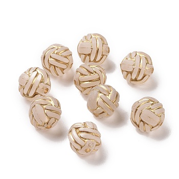 Plating Acrylic Beads, Golden Metal Enlaced, Frosted, Football, Moccasin, 11x10mm, Hole: 1.8mm, about 770pcs/500g