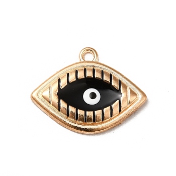 Alloy Enamel Pendants, Golden, Eye with Evil Eye, Black, 17.5x23x3mm, Hole: 1.8mm