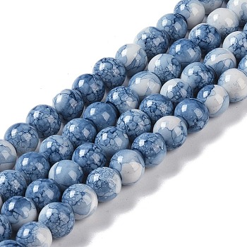 Baking Paint Glass Bead Strands, Round, Cornflower Blue, 10mm, Hole: 1.4mm, about 85~86pcs/strand, 31.10~31.50''(79~80cm)