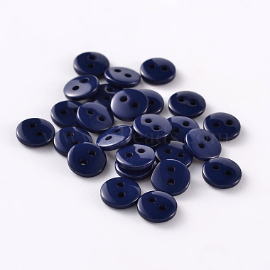 18L(11.5mm) PrussianBlue Flat Round Resin 2-Hole Button