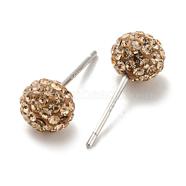 Sexy Valentines Day Gifts for Her 925 Sterling Silver Austrian Crystal Rhinestone Ball Stud Earrings(Q286J141)-2