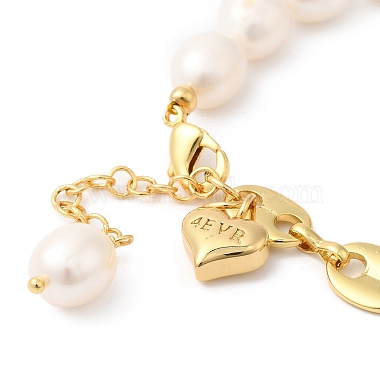 Rack Plating Brass Heart Charm Bracelet with Natural Pearl Beaded Chains(BJEW-G671-01G)-3