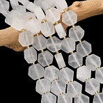 Natural Quartz Crystal Beads Strands, Rock Crystal, Hexagon Shape, with Seed Beads, 12~12.5x13.5~14.5x6~6.5mm, Hole: 0.8~1mm, about 27~29pcs/strand, 15.71''(39.9cm)(G-A291-A04-01)