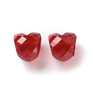 Resin European Beads, Faceted Peach Heart Large Hole Beads, FireBrick, 10.5x10.5x10.5mm, Hole: 5mm(RESI-M001-04B)