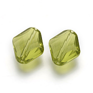 Imitation Austrian Crystal Beads, Grade AAA, Faceted, Rhombus, Yellow Green, 14~14.5x12x5~7mm, Hole: 0.9~1mm(SWAR-F080-12x14mm-17)