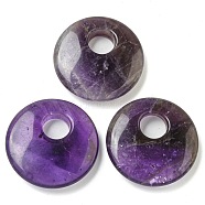 Natural Amethyst Pendants, Flat Round Charms, 28.5x7mm, Hole: 8.5mm(G-P547-01C)