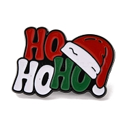 Christmas Theme Word Ho Ho Ho Enamel Pins, Alloy Brooches for Backpack Clothes, Red, 30x22x1.5mm(JEWB-M043-07C)