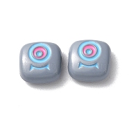 Spray Painted Alloy Enamel Beads, Square with Eye, Gainsboro, 10x10x4mm, Hole: 1.8mm(PALLOY-M215-15B)