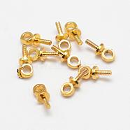 Brass Cup Pearl Peg Bails Pin Pendants, For Half Drilled Beads, Long-Lasting Plated, Real 18K Gold Plated, 7x4mm, Hole: 1.5mm, Pin: 1mm(KK-F718-16G)