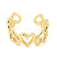 Rack Plating Brass Open Cuff Ring  for Women, Heart, Lead Free & Cadmium Free, Long-Lasting Plated, Real 18K Gold Plated, 8.4mm, Inner Diameter: 17.4mm(RJEW-Q770-30G)
