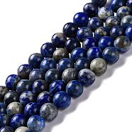 Natural Lapis Lazuli Beads Strands, Round, 8mm, Hole: 1mm, about 45pcs/strand, 15 inch(G-G099-8mm-7B)