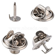 Brass Lapel Pin Backs, Tie Tack Pin, Brooch Findings, Platinum, Tray: 11~12mm, Pin: 5x8mm(KK-D294-P)