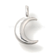 925 Sterling Silver Charms, Silver, Crescent Moon, 10x6x3mm, Hole: 1.8mm(STER-G043-05B-S)