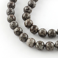 Round Natural Red Snowflake Obsidian Beads Strands, 10mm, Hole: 1mm, about 40pcs/strand, 15.7 inch(G-R324-10mm-01)