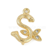 Brass Crystal Rhinestone Letter Links Connector Charms, Real 18K Gold Plated, Letter S, 17x13x3.5m, Hole: 1.2mm and 1.5mm(KK-S395-06G-S)