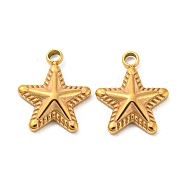 304 Stainless Steel Charms, Star Charm, Real 14K Gold Plated, 12x10x3mm, Hole: 1.6mm(STAS-L022-217G)