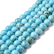 Dyed & Heated Natural Magnesite Beads Strands, Round, 10mm, Hole: 1mm, about 38pcs/strand, 15.16 inch(38.5cm)(G-G924-01B-01)