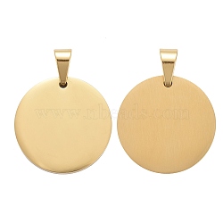 304 Stainless Steel Pendants, Flat Round, Stamping Blank Tag, Golden, 27x2.8mm, Hole: 5x8mm(STAS-P115-08G)