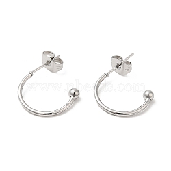 Non-Tarnish 304 Stainless Steel Stud Earring, Half Hoop Ear Stud, Stainless Steel Color, 15x3x20mm(EJEW-H134-02A-P)