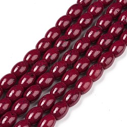Baking Painted Drawbench Glass Bead Strands, Oval, Medium Violet Red, 8x6~6.5mm, Hole: 1mm, about 100pcs/strand, 31.4 inch(GLAD-S080-6x8-89)