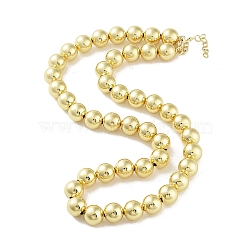 Brass Beaded Necklaces, Long-Lasting Plated, Cadmium Free & Lead Free, Real 18K Gold Plated, 17.80 inch(452mm), Beads: 10mm(NJEW-L170-08A-G)