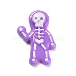 Hallowmas Opaque Resin Decoden Cabochons, Skeleton, Medium Purple, 31.5x22x7.5mm(RESI-S393-01D)