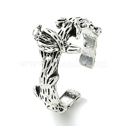 Brid Alloy Open Cuff Rings, Lead Free & Cadmium Free, Antique Silver, 11mm, Inner Diameter: Adjustable(RJEW-K275-43AS)