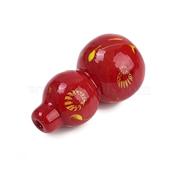 Handmade Lampwork Beads, Gourd, Red, 39.5~40x21~22mm, Hole: 1.6~3mm(LAMP-Q005-08C)