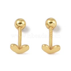 Heart 999 Sterling Silver Earlobe Plugs for Women, Round Screw Back Earrings with 999 Stamp, Golden, 3x5mm(EJEW-S215-29G-01)