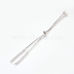 Adjustable Brass Micro Pave Cubic Zirconia Chain Bracelet Making, Slider Bracelets Making, Platinum, 240~250mm, 1mm, Hole: 1.5mm(ZIRC-T004-39P)