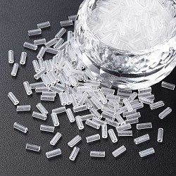Transparent Glass Bugle Beads, Round Hole, Clear, 3~8x2mm, Hole: 0.7mm, about 450g/pound(SEED-N005-001-C16)