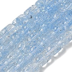 Transparent Crackle Glass Beads Strands, Column, Light Sky Blue, 11x8mm, Hole: 1.2mm, about 36pcs/strand, 15.35''(39cm)(GLAA-NH0001-04G)