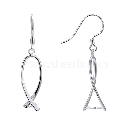 Anti-Tarnish Rhodium Plated 925 Sterling Silver Earring Findings, with Bar Links and Ice Pick Pinch Bail, Platinum, 37mm, 21 Gauge, Pin: 0.7mm and 1mm(STER-F048-38P)