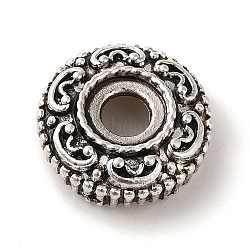 Tibetan Style Alloy European Beads, Large Hole Beads, Cadmium Free & Lead Free, Flat Round, Antique Silver, 15x5.5mm, Hole: 4.2mm(TIBEP-L021-28AS)