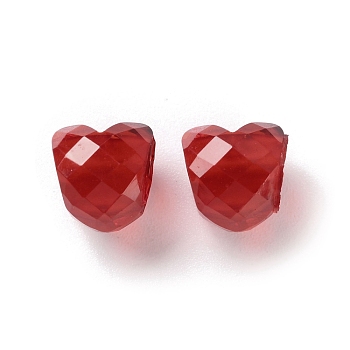 Resin European Beads, Faceted Peach Heart Large Hole Beads, FireBrick, 10.5x10.5x10.5mm, Hole: 5mm