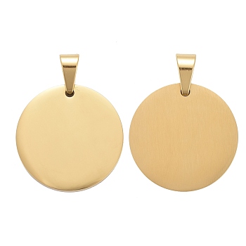 304 Stainless Steel Pendants, Flat Round, Stamping Blank Tag, Golden, 27x2.8mm, Hole: 5x8mm